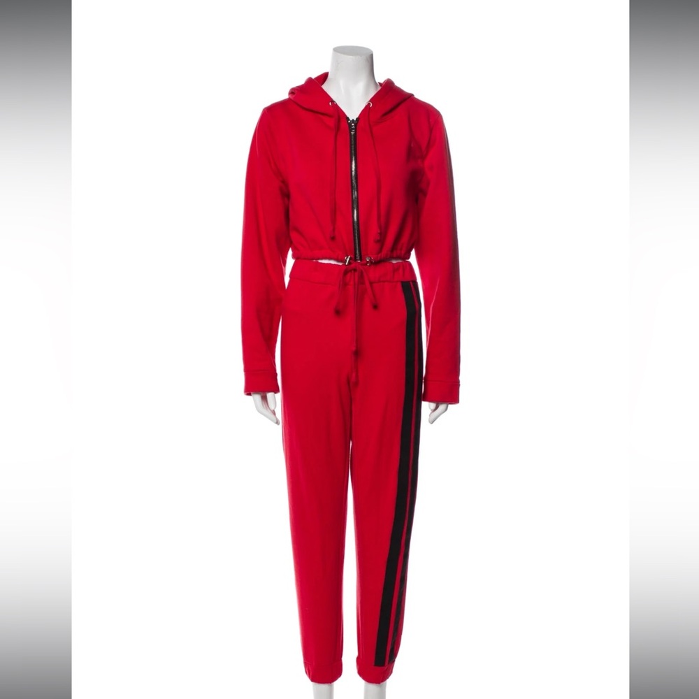 Danielle Guizio 2 piece red cotton sweatsuit